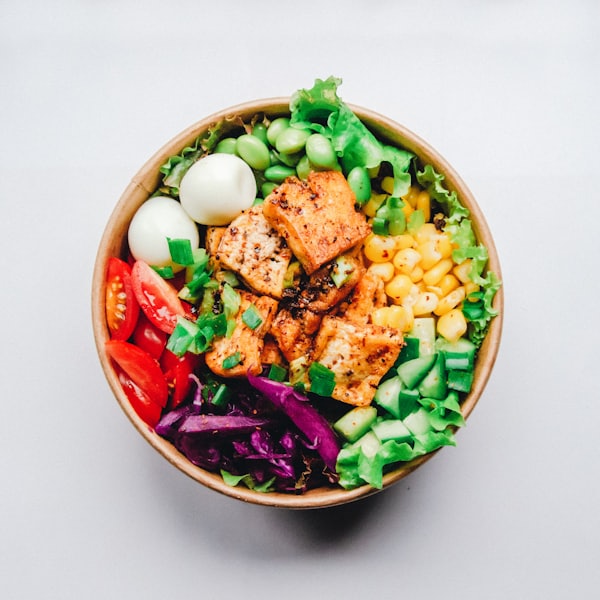 Fresh garden salad with mixed greens and avocado